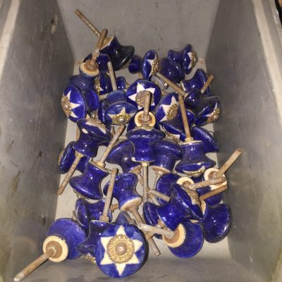 Porcelain doorknobs.