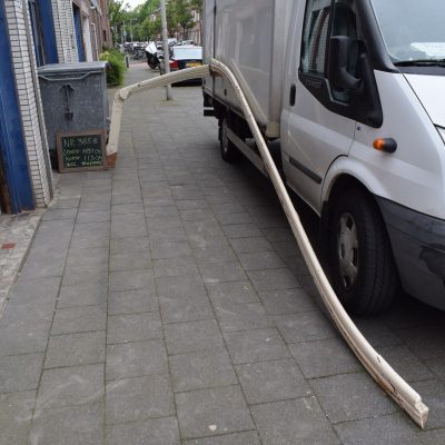 Wooden banister including stair post No. 3858