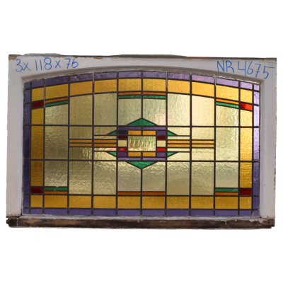 Glas in lood ramen 3 stuks 118 cm x 76 cm  Nr. 4675