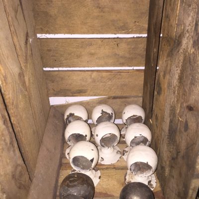 Cast iron banister holders.