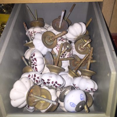 Porcelain doorknobs.