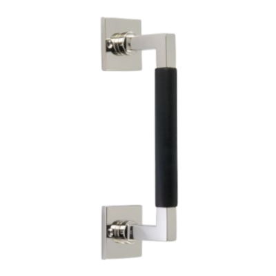 Door handle Bauhaus ebony square polished nickel