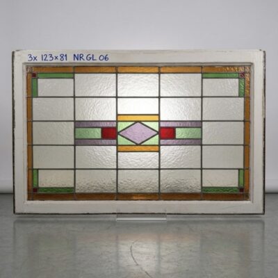 Antiek Glas-in-Lood Raam – Art Deco | 123 × 81 cm | Nr. GL06 | 3 stuks beschikbaar